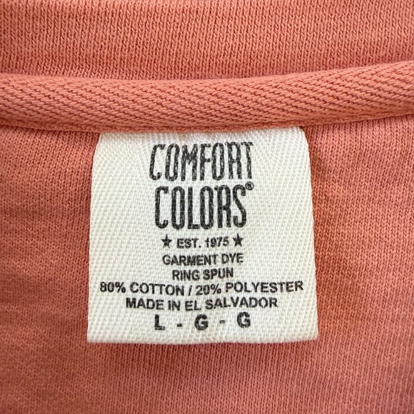 Comfort Colors Lacrosse Embroidered Crewneck Sweatshirt ~ Coral ~ Size Large - Picture 6 of 10